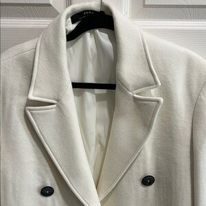 ZARA Cream Double-Breasted Blazer Jacket